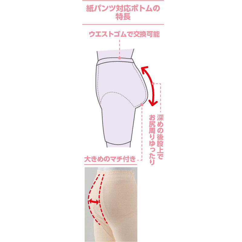 紙パンツ対応３分長ボトム 婦人用