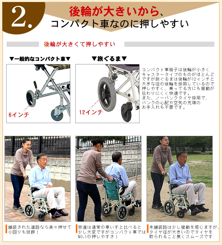 超軽量折りたたみ携帯 介助用車椅子 旅ぐるまKA6（ノーパンクタイヤ