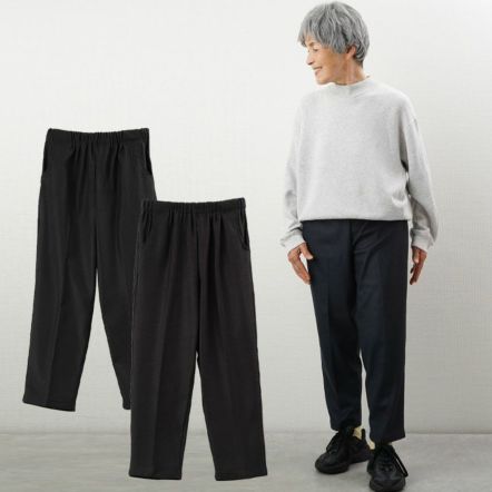 毛玉ができにくい 表起毛・裏ベロア 杢調ストレッチパンツ 股下60cm