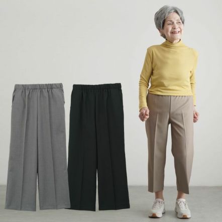 春秋用 ちりめん素材 ストレッチパンツ 股下60cm