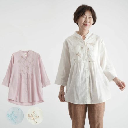 7分袖前身頃刺繍ロングブラウス 婦人 レディース トップス ブラウス  シニア 高齢者 70代 80代 90代 介護 お年寄り 楽天市場】シニア ブラウス 7分袖の通販