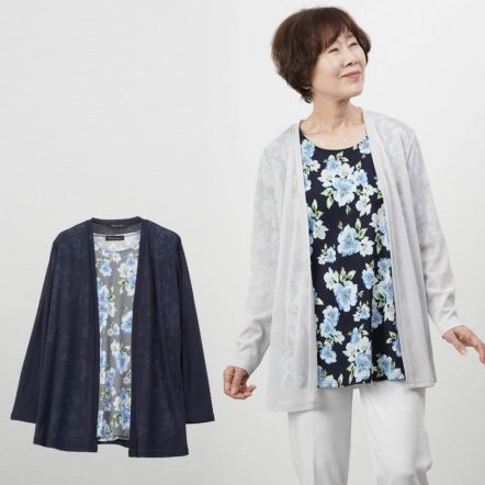 けいたん様　EPOCA 花柄プリント 長袖カーディガン アンサンブル　　42 けいたん様 EPOCA 花柄プリント 長袖カーディガン アンサンブル