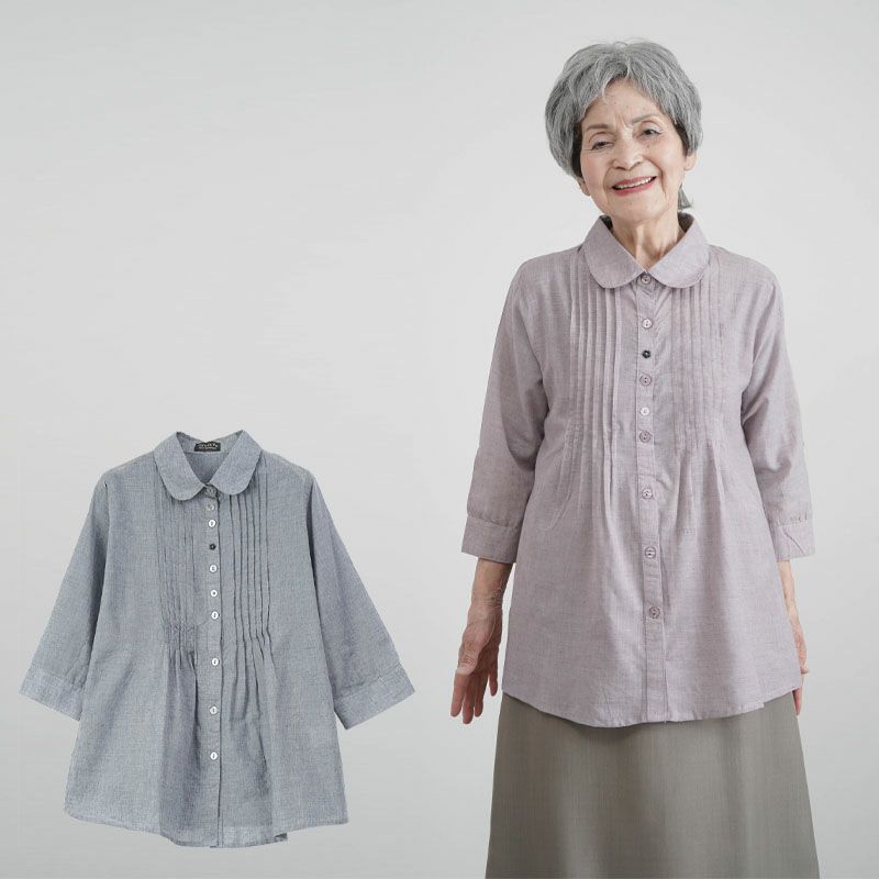 Tシャツ カットソー レディース 春夏 7分袖プリントTシャツ 3色組 七分袖 クルーネック 婦人服 ミセス シニア 女性 ゆったりめ 母の日 お母さん　sowa　p22557 p18436-0.jpg