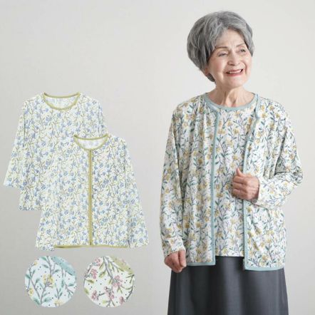 Amazon.co.jp: [TCマート] 綿100% 花柄プリント七分袖 シャツ